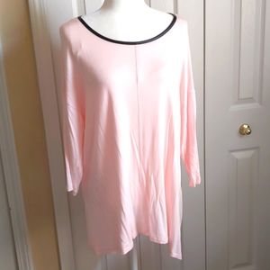 Cynthia Rowley Women's 1X Tunic Shirt Zippered back faux leather trim NEW